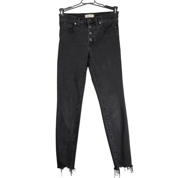 Madewell 9" High Rise Skinny Jeans Women's 28 Stretch 28x27" Black Button Fly - Picture 1 of 10